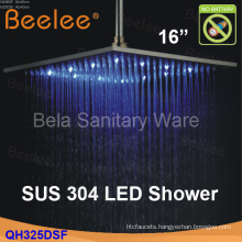 Wall Mounted Square 16" Stainless Steel Rainfall LED Shower Head (Qh326dsf)